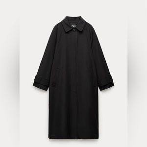 ZARA ZW collection oversized water repellent trench coat size S in black